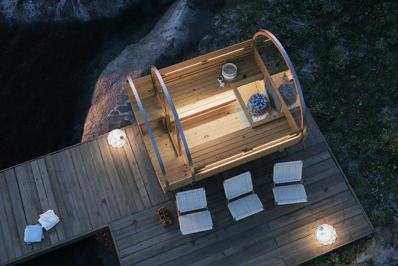 Revive Pro Tech Red Cedar Barrel Sauna Room with Half-Circle Panoramic Glass - 1.8M