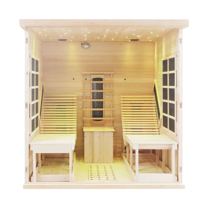 Revive Pro Tech Indoor Finnish Sauna Room - 2 Person Full Spectrum Infrared Sauna with Recliners