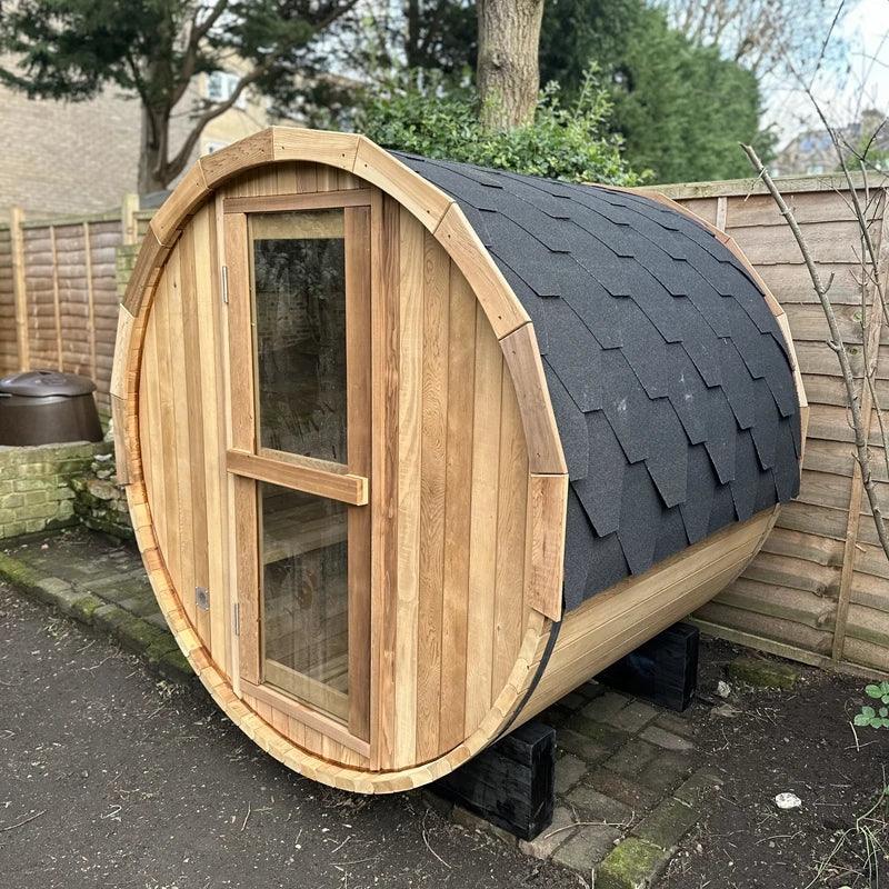 Revive Pro Tech Red Cedar Barrel Sauna Room with Half-Circle Panoramic Glass - 1.8M