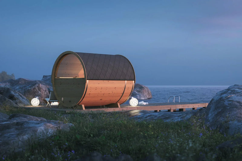 Revive Pro Tech Red Cedar Barrel Sauna Room with Half-Circle Panoramic Glass - 1.8M