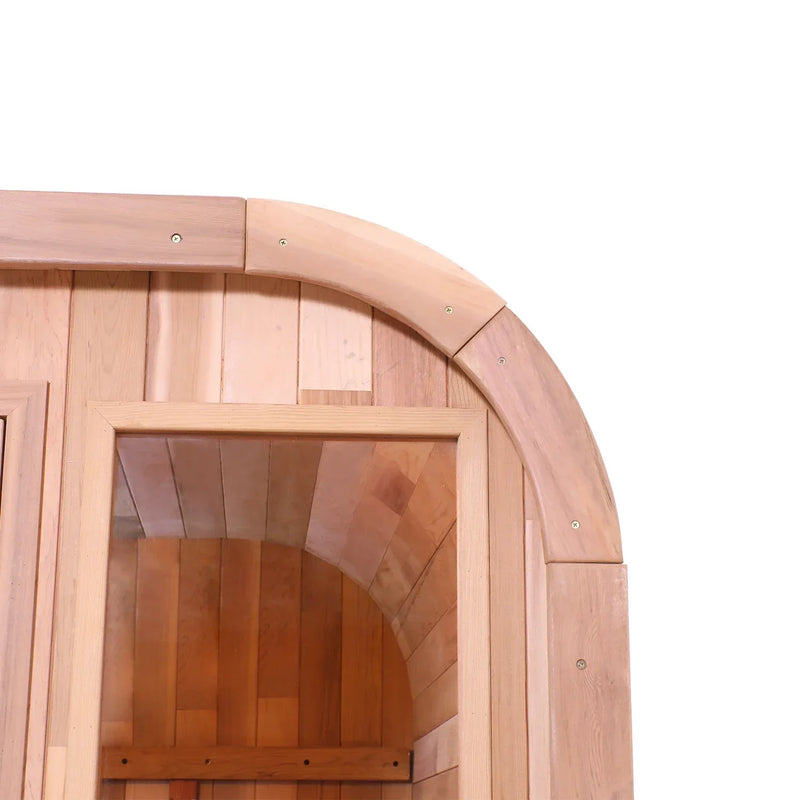 Revive Pro Tech Panoramic Red Cedar Barrel Sauna - 2 Person Outdoor Sauna with Stainless Steel Heater