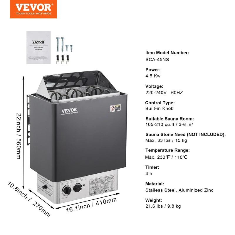 Succebuy Electric Sauna Heater – 3kW, 4.5kW, 6kW or 9kW, 220V