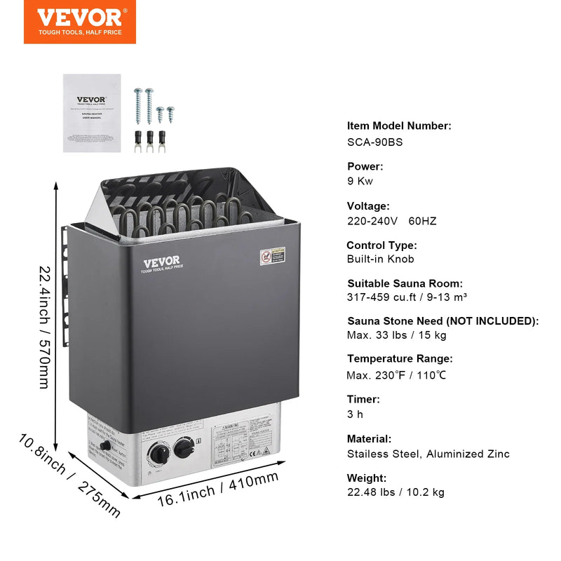 Succebuy Electric Sauna Heater – 3kW, 4.5kW, 6kW or 9kW, 220V