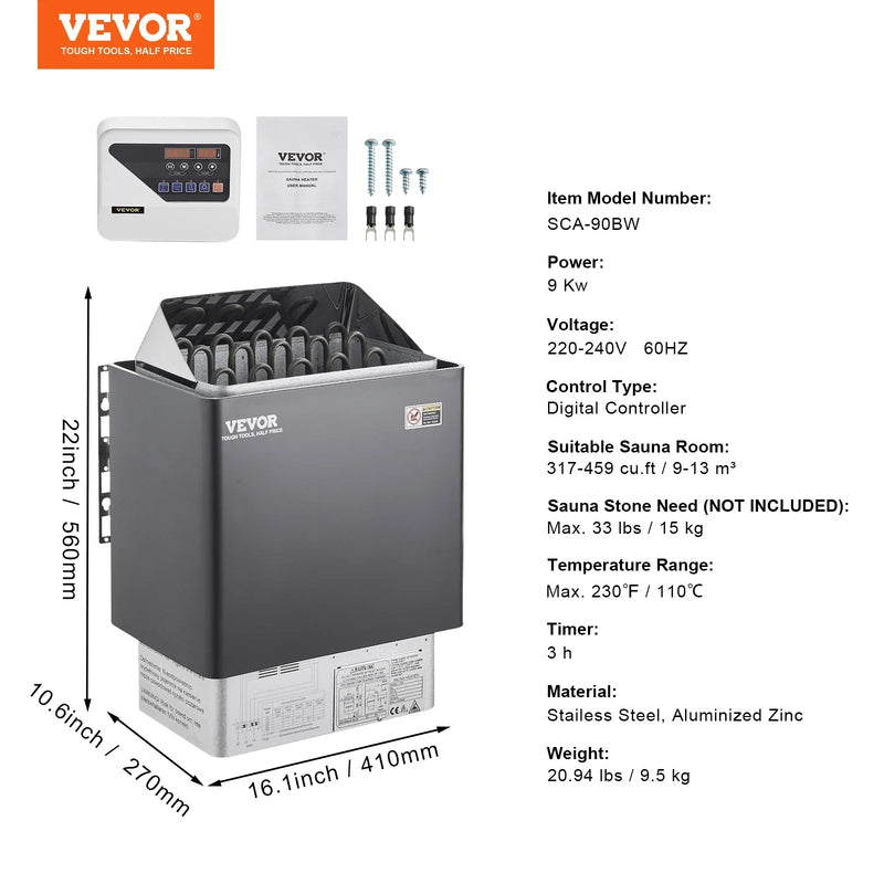 Succebuy Electric Sauna Heater – 3kW, 4.5kW, 6kW or 9kW, 220V