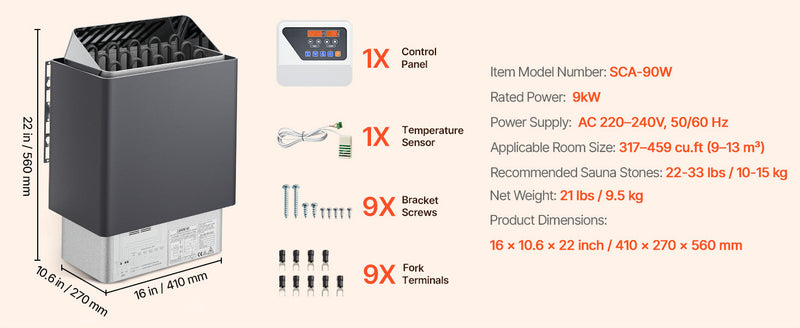 Succebuy Electric Sauna Heater – 3kW, 4.5kW, 6kW or 9kW, 220V