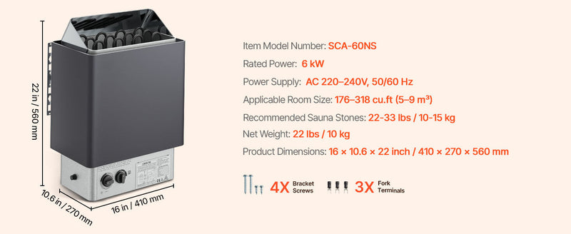 Succebuy Electric Sauna Heater – 3kW, 4.5kW, 6kW or 9kW, 220V