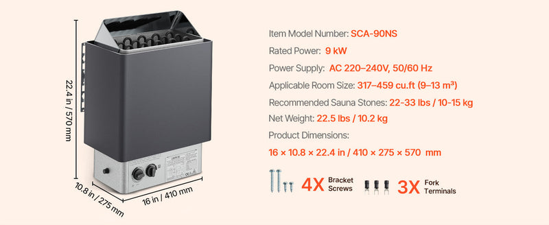 Succebuy Electric Sauna Heater – 3kW, 4.5kW, 6kW or 9kW, 220V