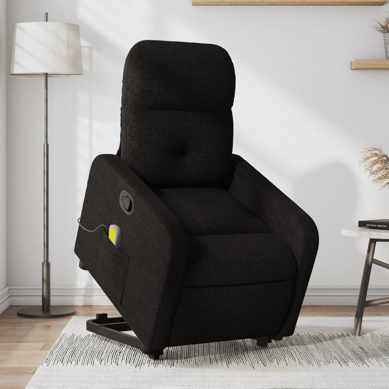 Power Lift Recliner Chair with 6-Point Vibration Massage, Black Fabric