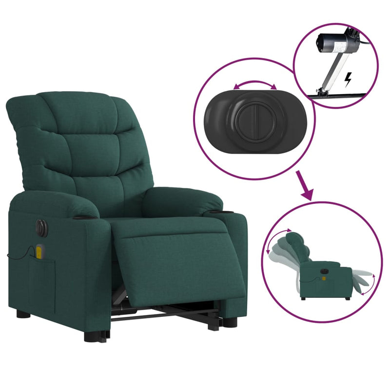 Electric Power Lift Recliner Chair with 6-Point Vibration Massage – Fabric Upholstery